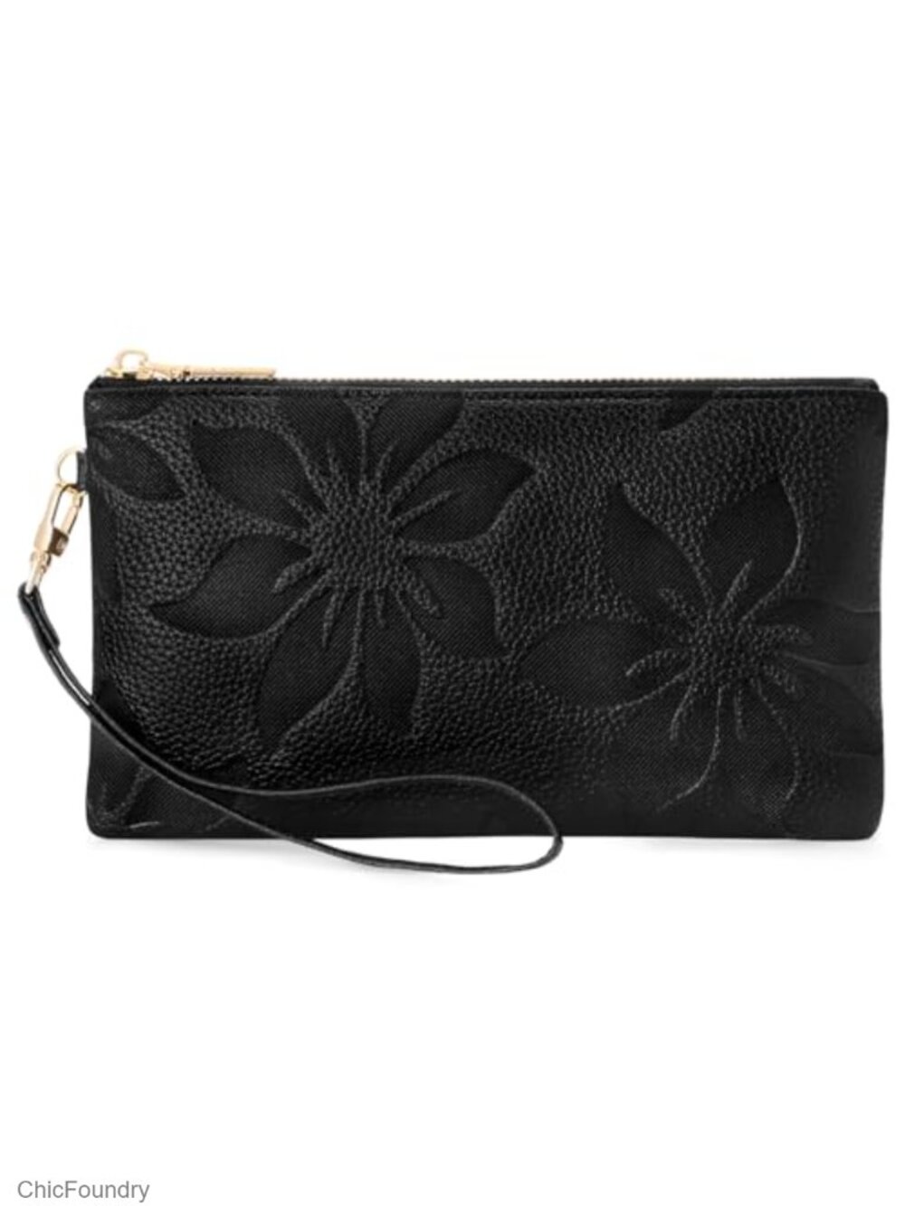RFID Blocking Vegan Leather Wristlet Wallet Floral Clutch Card Holder